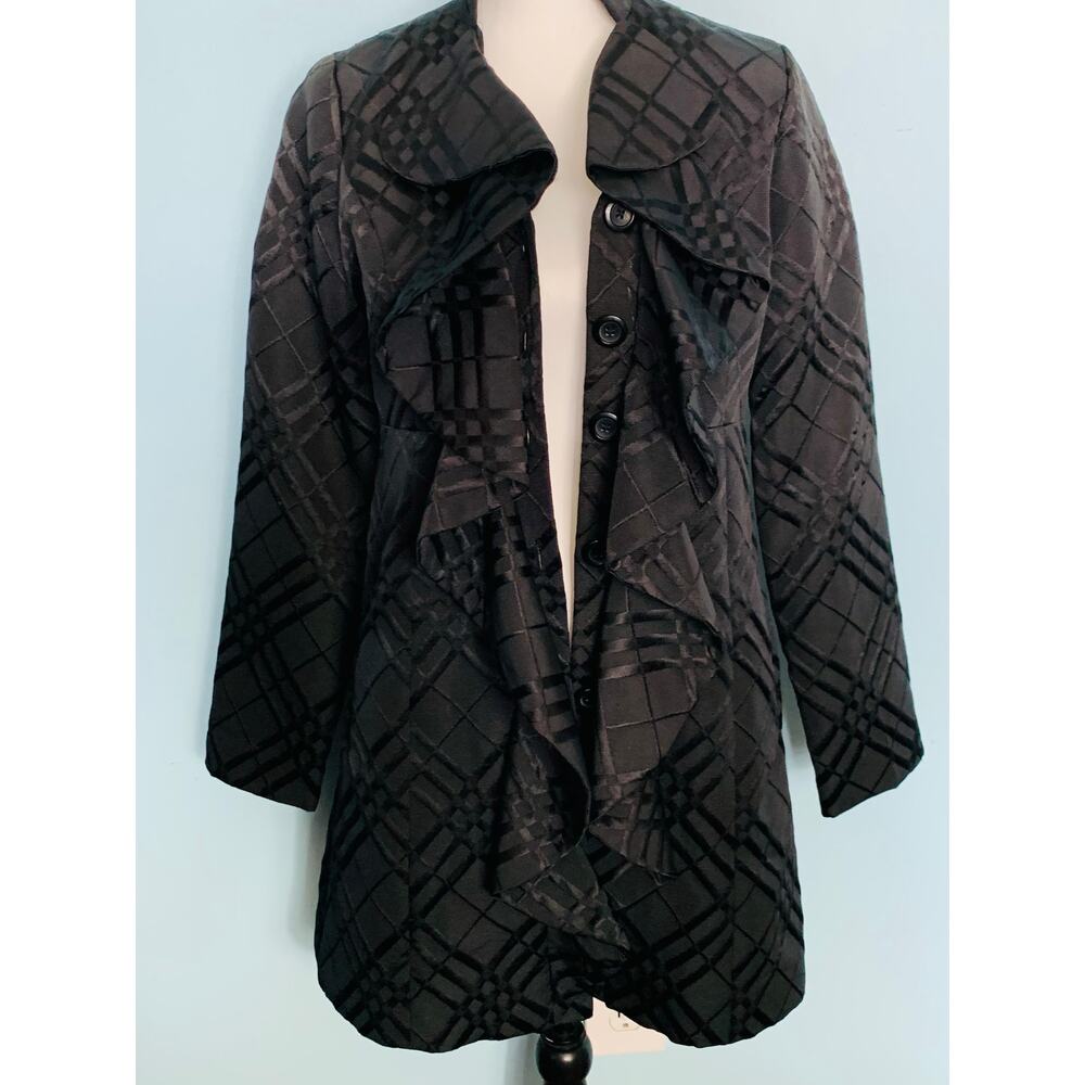 Anthropologie Tabitha Dusk Ruffles Textured Plaid Coat Size 2 - Picture 7 of 8